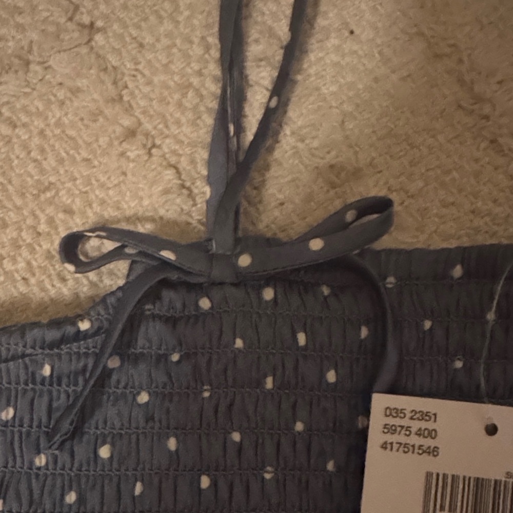 American Eagle Outfitters Blue Polka Dot Blouse - Picture 3 of 4